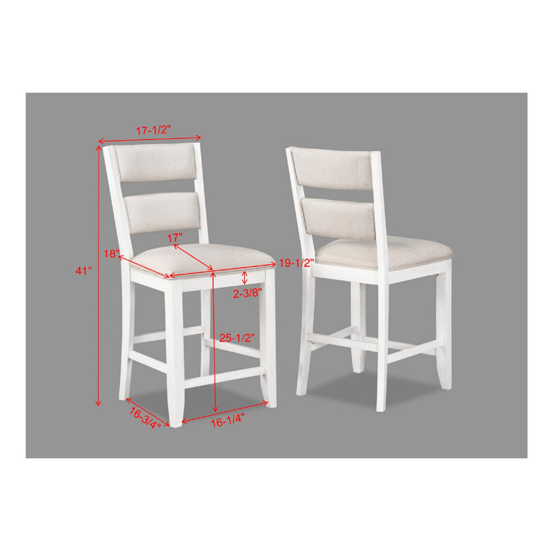 Table de salle à manger blanche à hauteur de comptoir rectangulaire avec support à vin et tiroir de rangement, paire de 4 chaises rembourrées pour un 5, style bouteille avec meubles en bois, look rétro