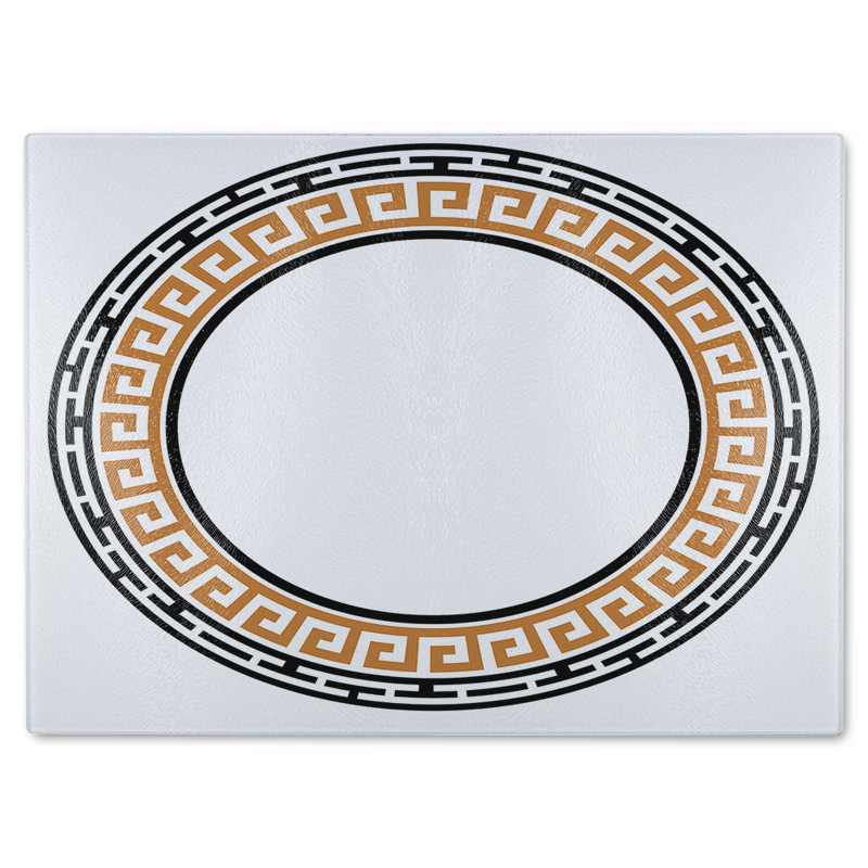 Greek Key Frame Glass Chopping Board, 40cm L x 28cm W