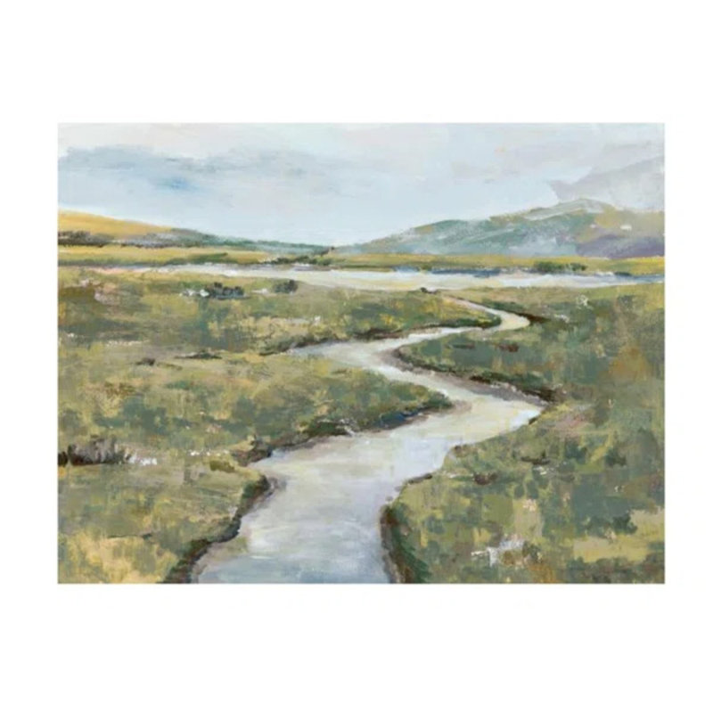 Golden Field Painting by Sara Brown, Glass Coat, 24" H x 32" W