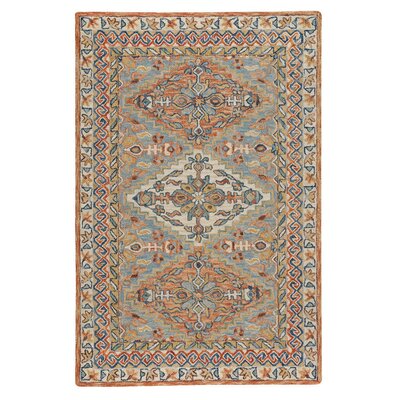 Gelman Floral Handmade Tufted Wool Blue/Brown/Red Area Rug -  Alcott HillÂ®, ADD57FB0BFAD432983EFC94A19B4E9E7