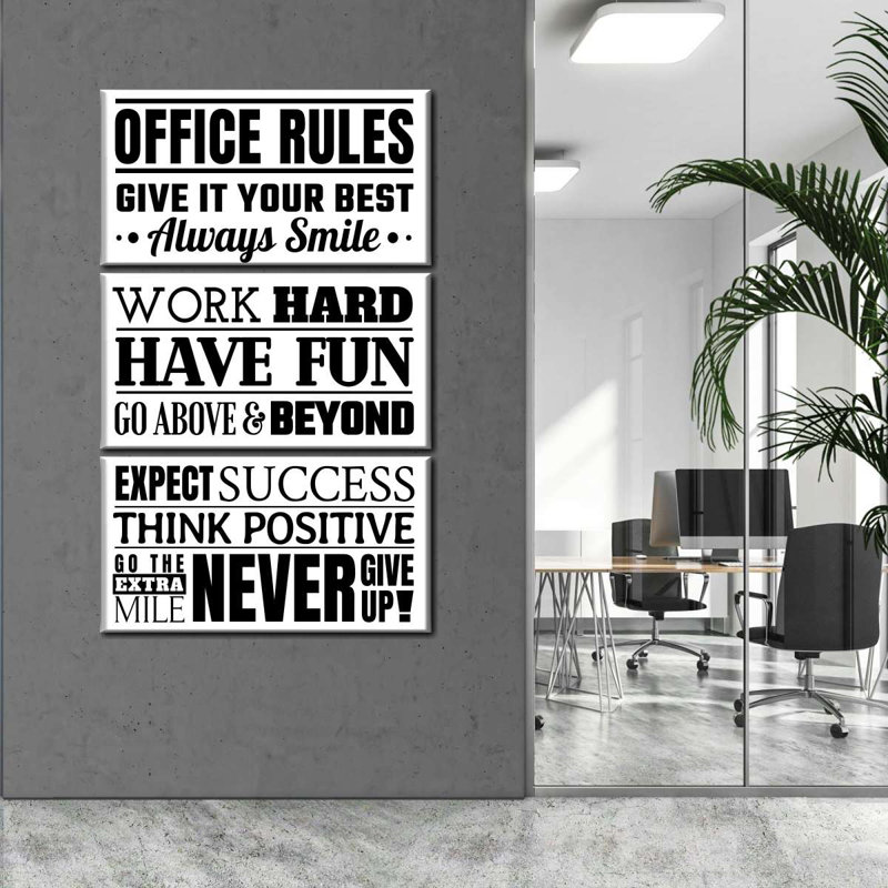Fun Office Rules, impression sur toile à panneaux multiples, H 20 po x l 32 po x P 1,25 po