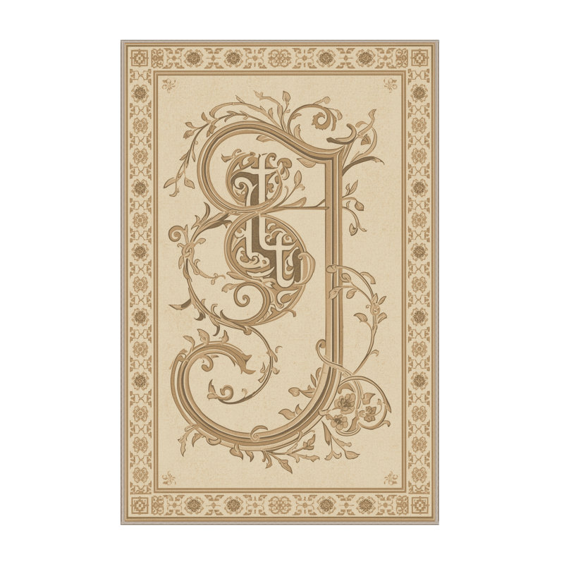 Tapis oriental traditionnel lavable à la machine Paizley Manuscript Illumination - beige, 4 x 6