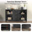 Buffet Lued Credenza Buffet avec 2 portes et 3 tiroirs pour la cuisine et le salon