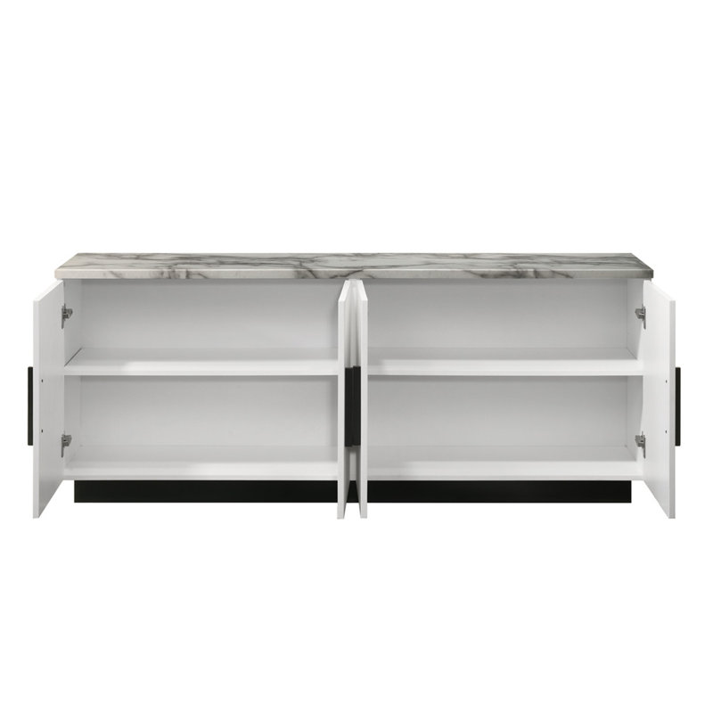 Console blanche l 63 po avec plateau en faux marbre Reine