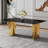 Modern 7-Piece Rectangular Faux Marble Tempered Glass Dining Set with Faux Leather C-Shaped Chairs-814021568