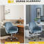 Chaise d'appoint Chaise de loisirs moderne pour le bureau à domicile avec hauteur de velours réglable et roulettes réglables (Bleu clair)-21847473