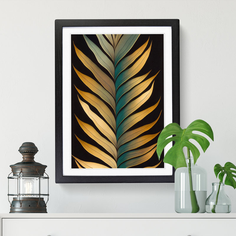 Fern Leaf Classic Art Vol.7 - Single Picture Frame Print, 64cm H x 46cm W x 2cm D, Black