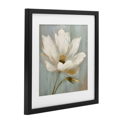 Fleur dorée brossée, reproduction encadrée sous verre, design par LSR Creative Studio