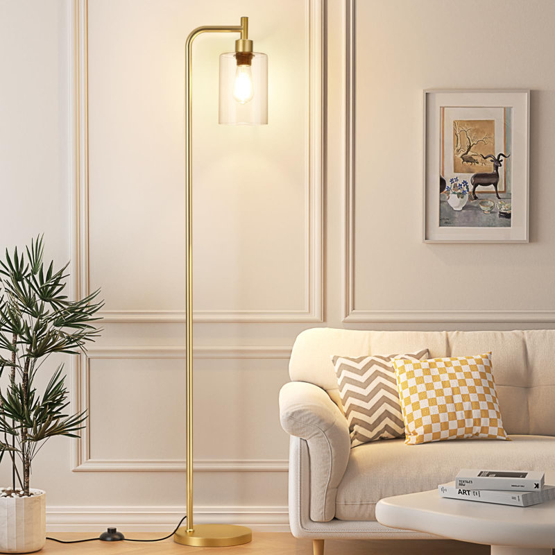 Watervliet Black Traditional Floor Lamp, Gold, Clear