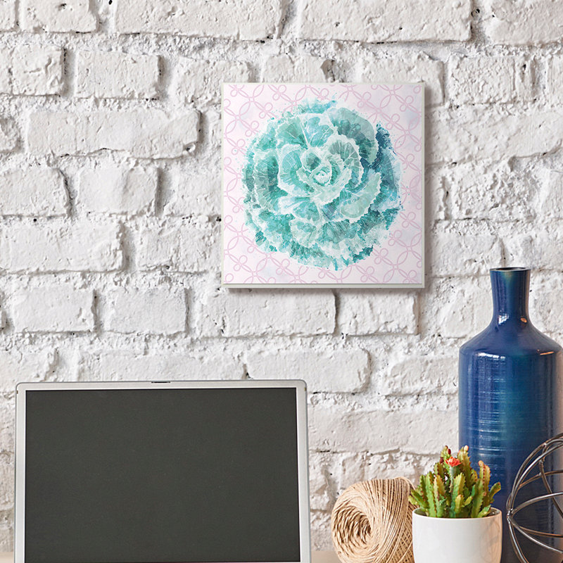 Motif floral abstrait abstrait avec motif floral rose, Plaque murale, H 12 po x l 12 po x P 0,5 po