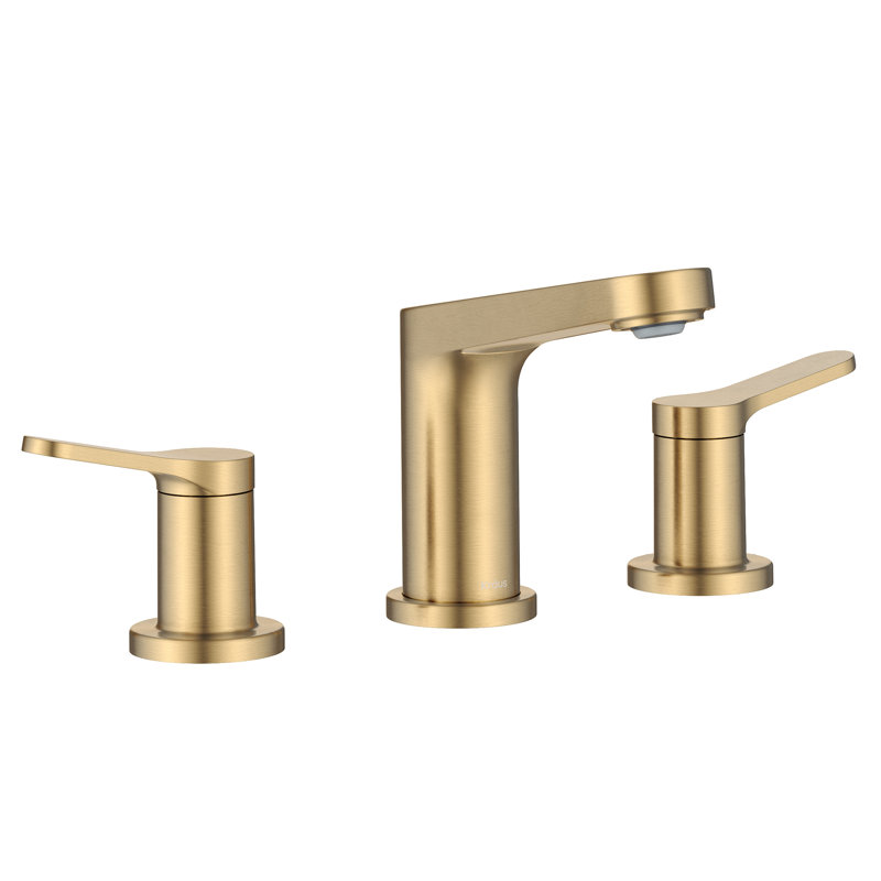 Robinet pour salle de bain KRAUS Indy en nickel brossé sans taches avec 2 poignées, bonde escamotable et conduites d'alimentation, FUS-14103SFBN