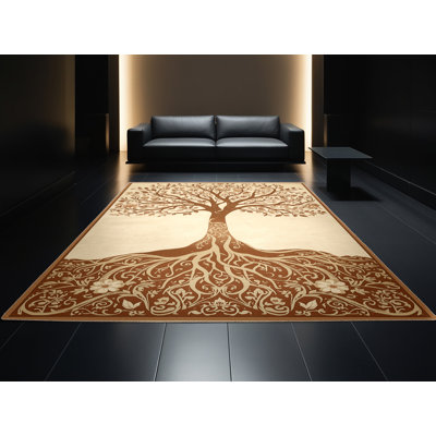 Tapis à motif floral lavable à la machine
