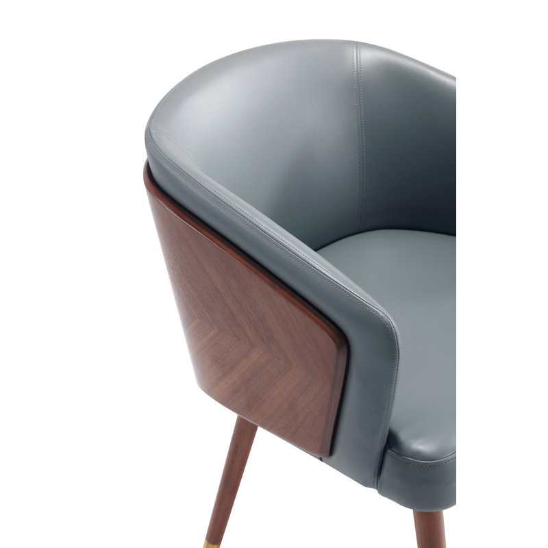 Linets Leatherette Side Chair Dining Chair, Walnut/Graphite Gray, 2