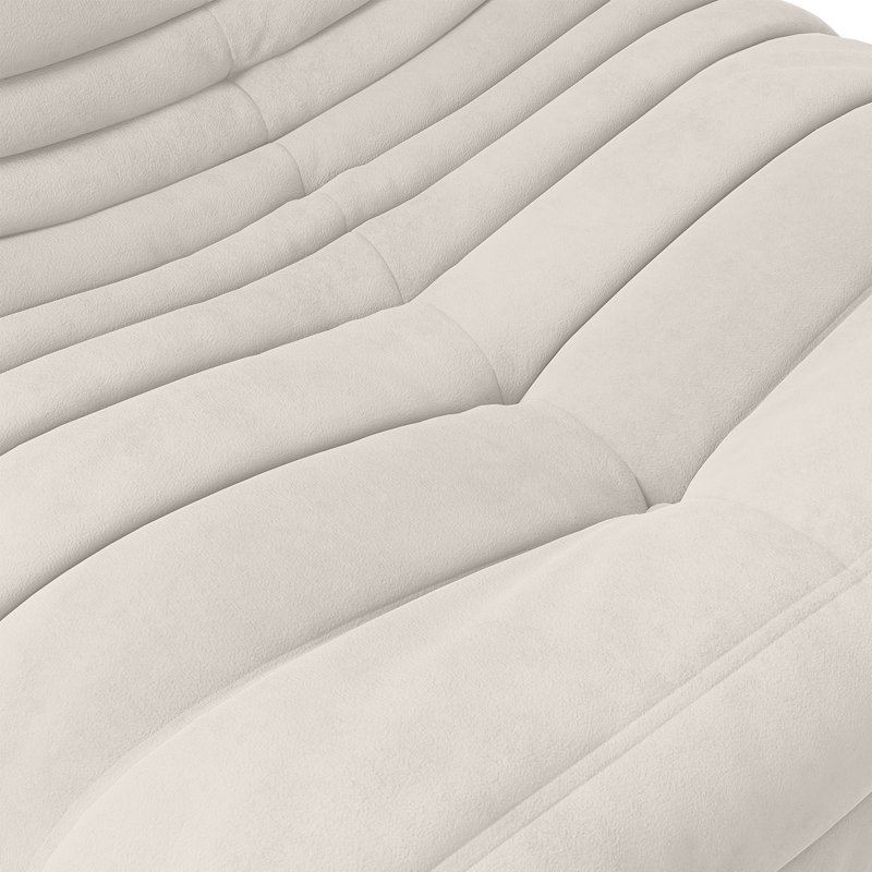 Armless 3-Seat Togo Three Seater Large Bean Bag Sofa, Beige Polyester, 29.13" H x 34.25" W x40.1" D