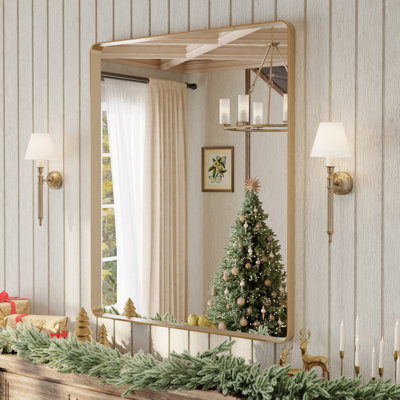 Lunara 1.18" Deep Rounded Corner Rectangular Bathroom Wall Mirror with Premium Tempered Glass & Aluminum Alloy Framed