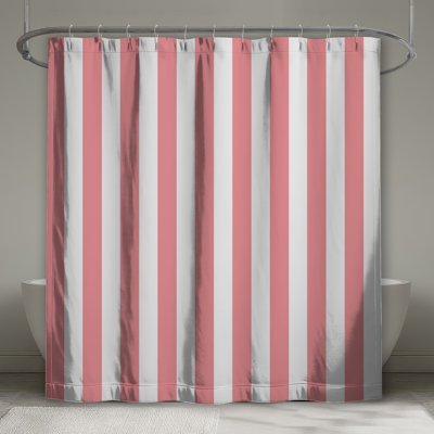 Pink White Stripes Shower Curtains Extra Long