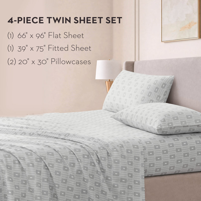 Nine West Microfiber Sheets with Extra Pillowcases, Twin, Gray-Gilmore
