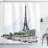 Brinley Paris Architecture Theme Illustration of Eiffel Tower Birds and Trees Pattern Single Shower Curtain-21848072