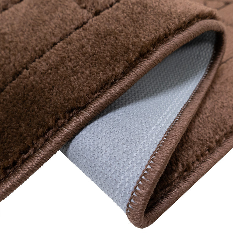 Antibacterial Soft Pile Anti Slip Indoor Runner Rug Volley Solid Brown Design for Hallway Stairway, Runner 2'2" x 25'