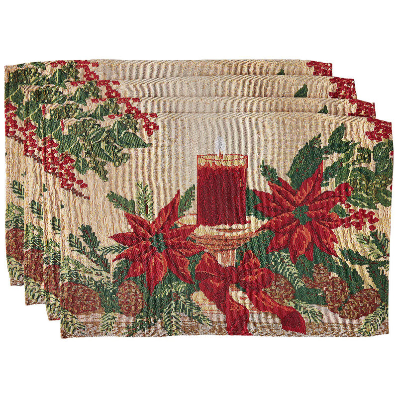 Récapitulatif de poinsettias bougies de noël tapisserie 19 po Menachem