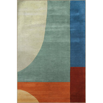 Multi-Colored Abstract Mixed Geometric Shape Patterned Creative Modern Decorative Rug