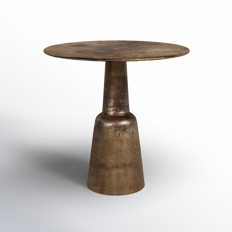 Golbez Round Aluminum Pedestal Base Dining Table, 30"H x 32"L x 32"W, Antique Brass