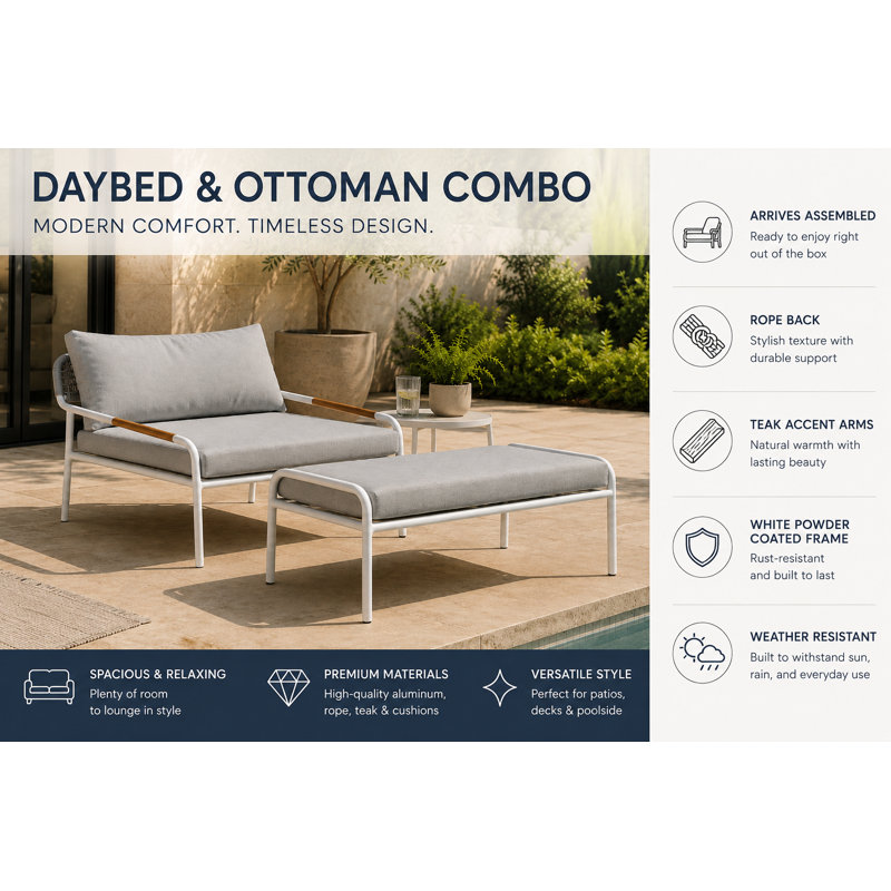 Dean Daybed And Ottoman, Grey