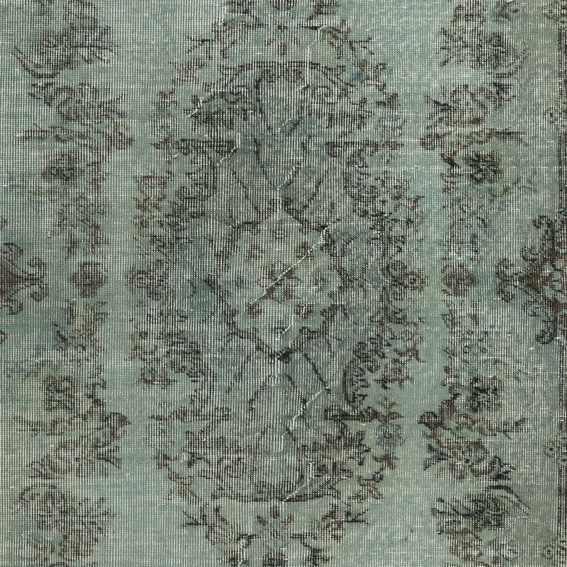 Tapis bleu clair surteint 3,8 x 6,8 pi. Tapis turc fait à la main