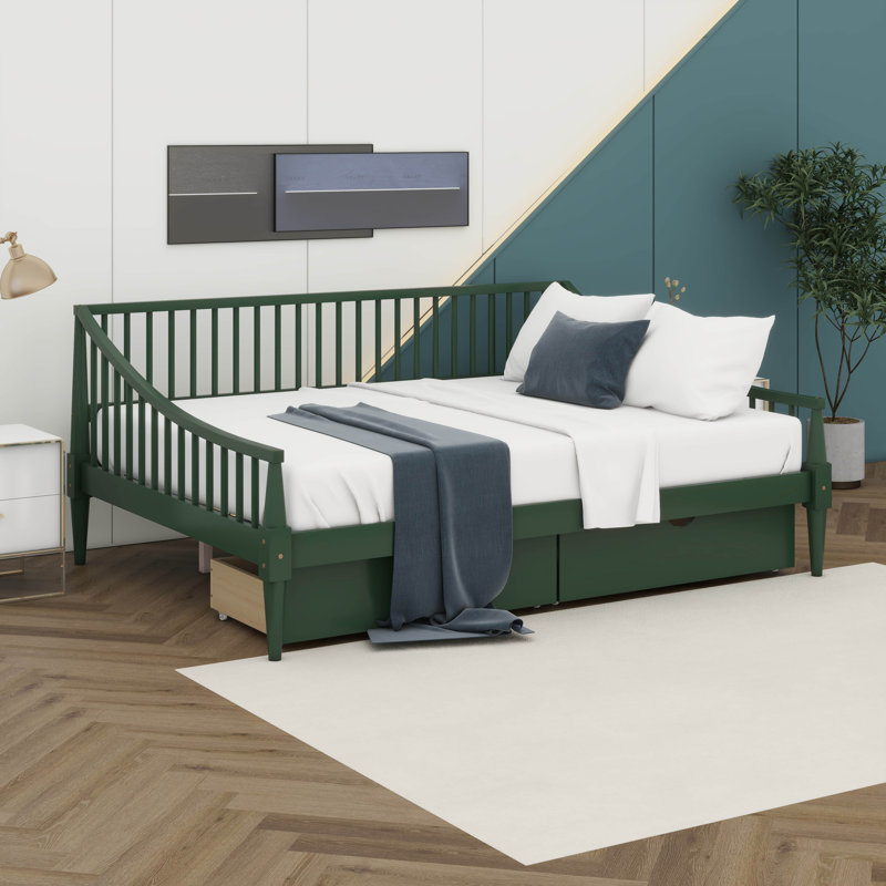 Solid Wood Full Size Daybed, Green, Full Incorrect join