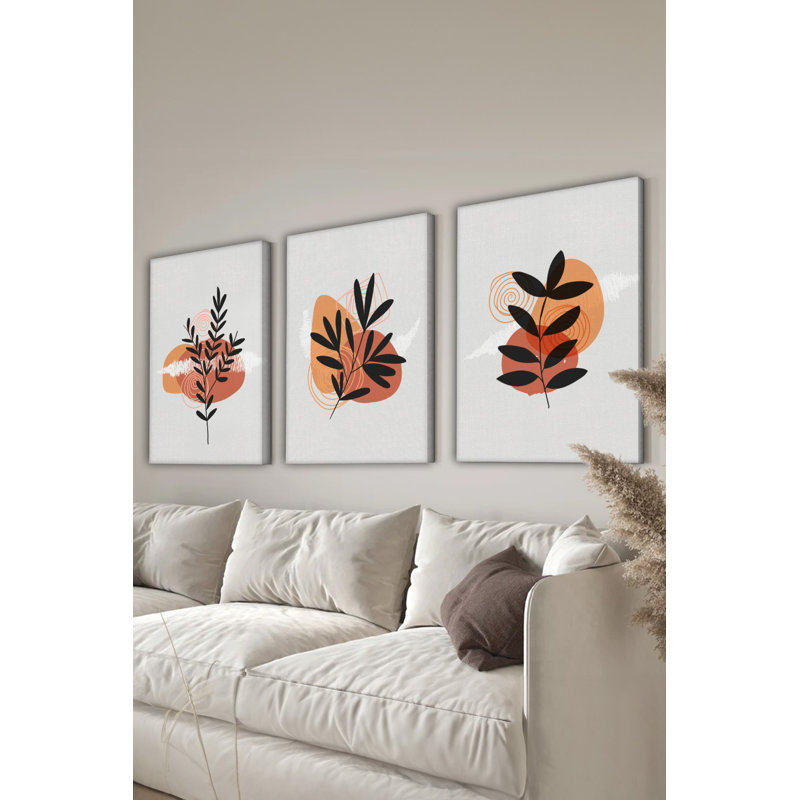 Superbe ensemble de peinture sur toile décorative (3 pièces), 11,8 x 15,7 pouces chacune | 100% toile, épaisseur: 1,2 po | Parfait pour le salon, la chambre à coucher ou le bureau, les couleurs vives et le design élégant