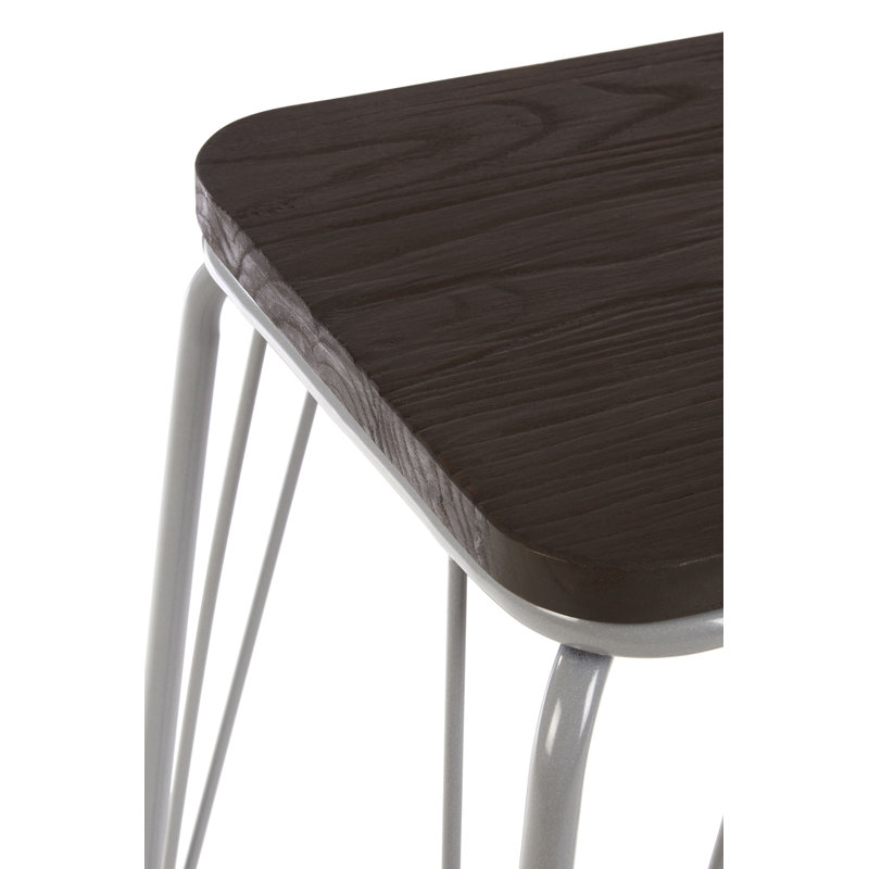 Arneson Metal Accent Stool, Grey/Dark Brown