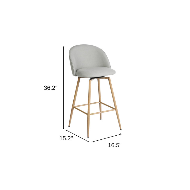 Ensemble de deux chaises de bar pivotantes à hauteur de comptoir en tissu gris et chêne 27 po