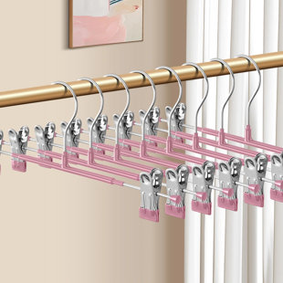 12Inch Metal Pants Hangers with Clips 10 Pack Adjustable Skirt Hangers for Women