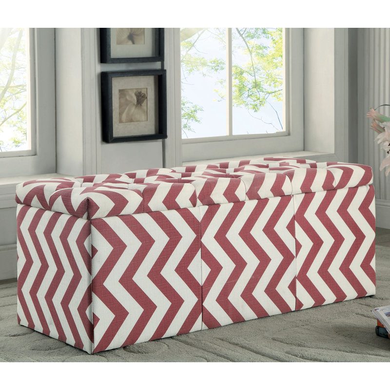 Zarah Polyester Upholstered Storage Bench, Red