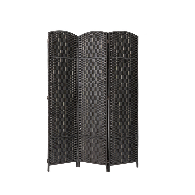 Paravent pliant en bambou de 71 po de hauteur avec garniture en bambou, Noir, 3, H 71 po x l 52 po x P 1 po