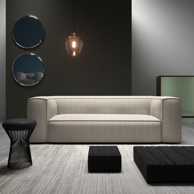 Varick Oversize Track-Arm Sofa with Flange, 30" H x 108" W x 41" D, Weathered, Box Weave Linen Graphite