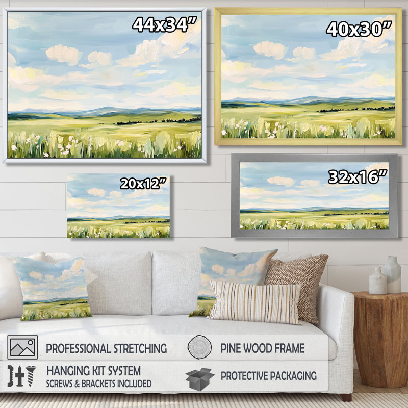 Impression sur toile «Big Sky Horizon Meadows I - Montana», H 12 po x l 20 po, Toile tendue, Ne s’applique pas