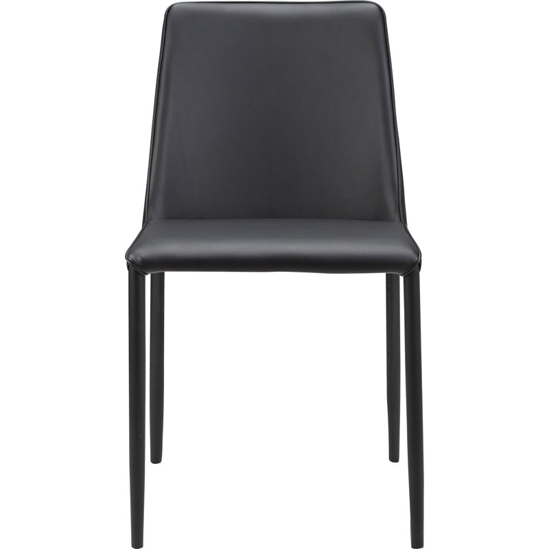 Noel Upholstered Dining Chair, Black Faux Leather, Black
