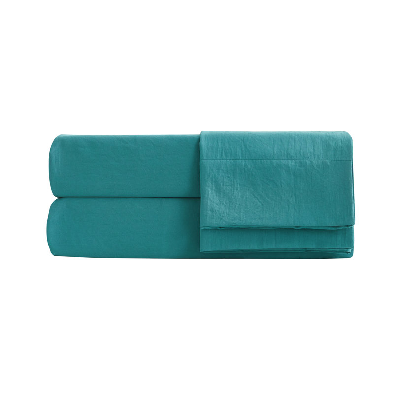 Washed Microfiber Bedding Microfiber Sheet Set, Cal.King Sheet Set + Fitted Sheet + 2 Pillowcases, Teal
