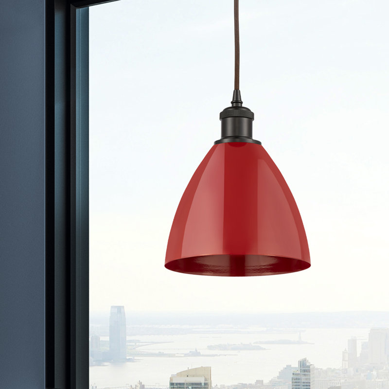 Luminaire suspendu conique 1 lumière, Rouge, Bronze huilé