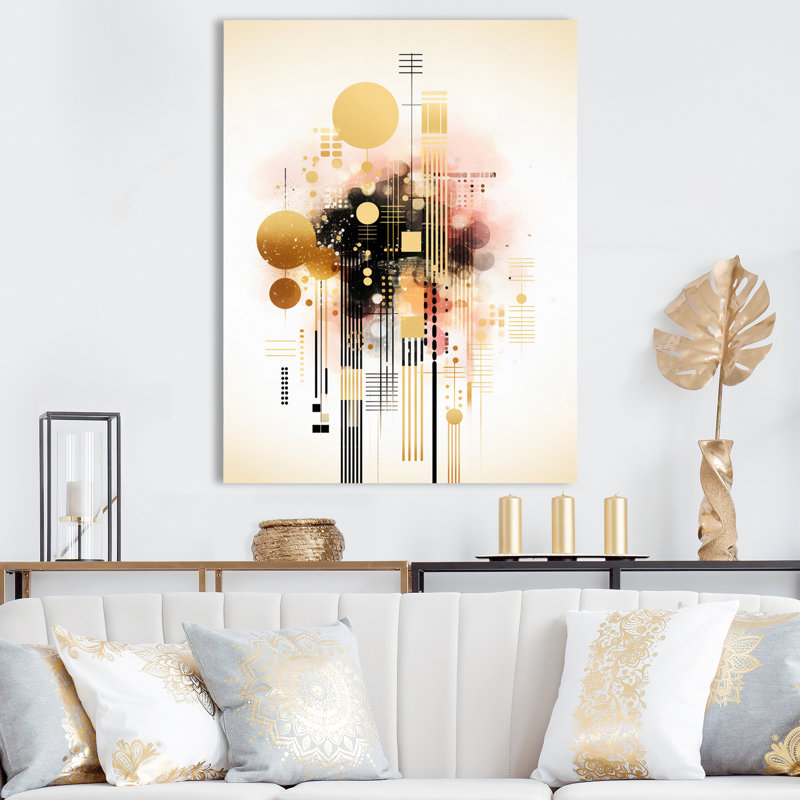 Formes géométriques roses élégantes sur toile, Toile tendue, H 44 po x l 34 po