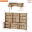 Ensemble de bureau 2 pièces, bureau double 56 po, bibliothèques avec 3 tiroirs et 2 armoires en verre-1153488701