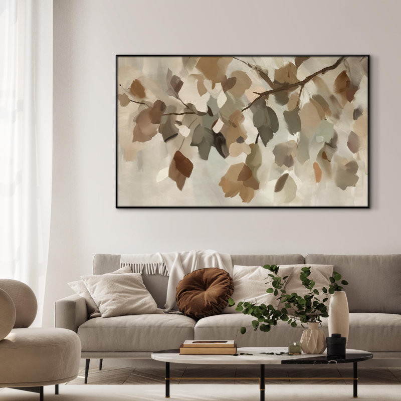 Neutral Leaf Botanical Painting Illustrations Extra Large Framed Wall Art Print Decor (Frame Assembly Required)