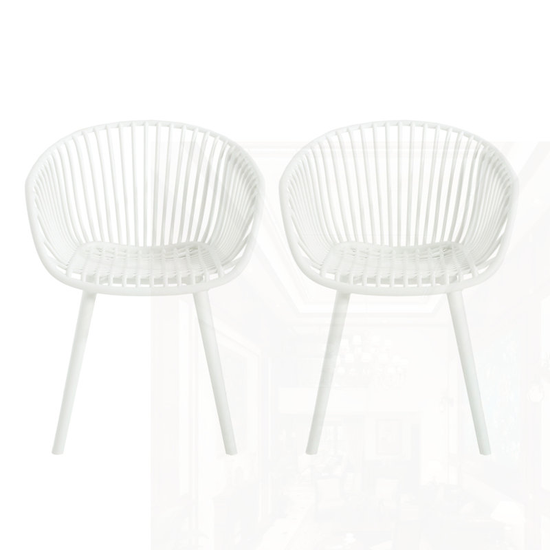 Chaise d'extérieur (ensemble de 2), Coussin blanc / cadre blanc