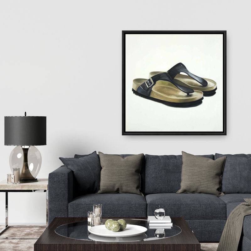 Sandales, chaussures de salon, toile encadrée | Décoration intérieure, H 37,25 po x l 37,25 po