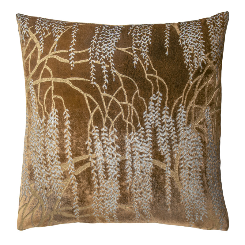 Willow Rayon/Viscose Reversible Throw Pillow, Copper Ivy, 22" x 22"