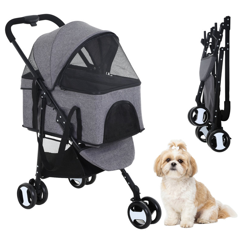 Poussette pliante standard avec support amovible, Gris