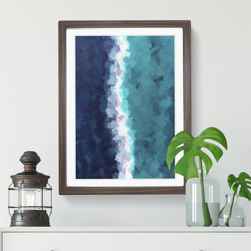 Atmosphere Abstract - Single Picture Frame Painting, 34cm H x 25cm W x 2cm D, Walnut Framed