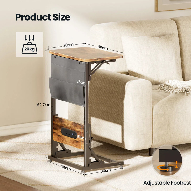 40cm W Bedside Table, Brown