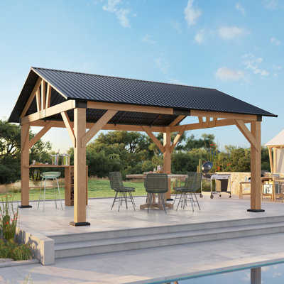 Hardtop Solid Wood Gazebo, Dark Gray
